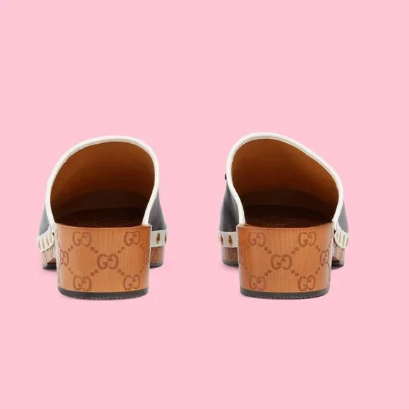 GUCCI SHOES ADIDAS X TREFOIL LEATHER HORSEBIT CLOG MULES  sz 37 7 - Picture 3 of 16